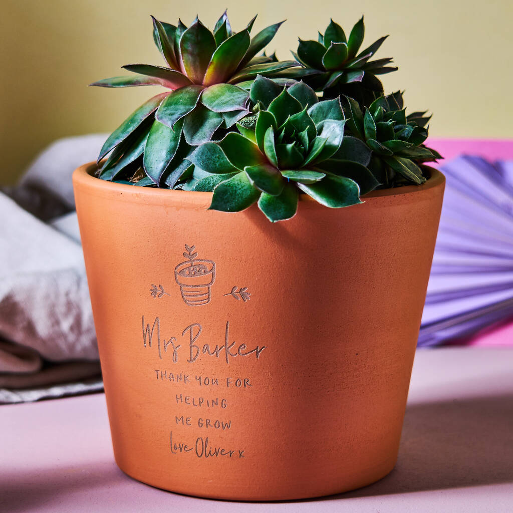 personalised succulent pots Personalised Teacher Gift Terracotta Plant Pot