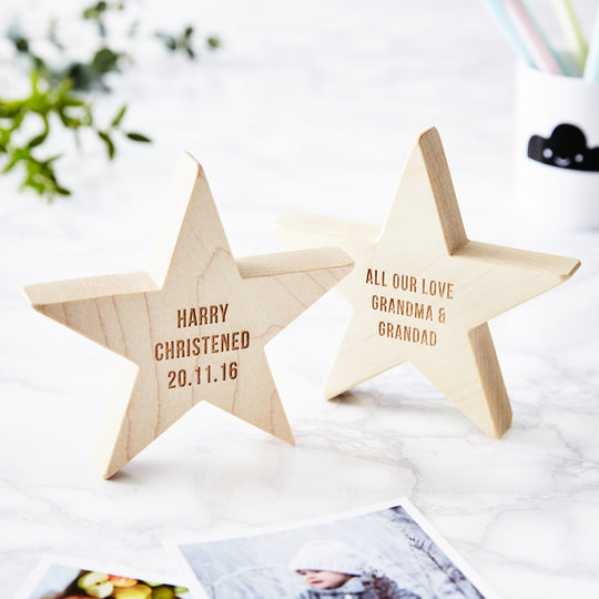 Personalised Christening Wooden Star Keepsake