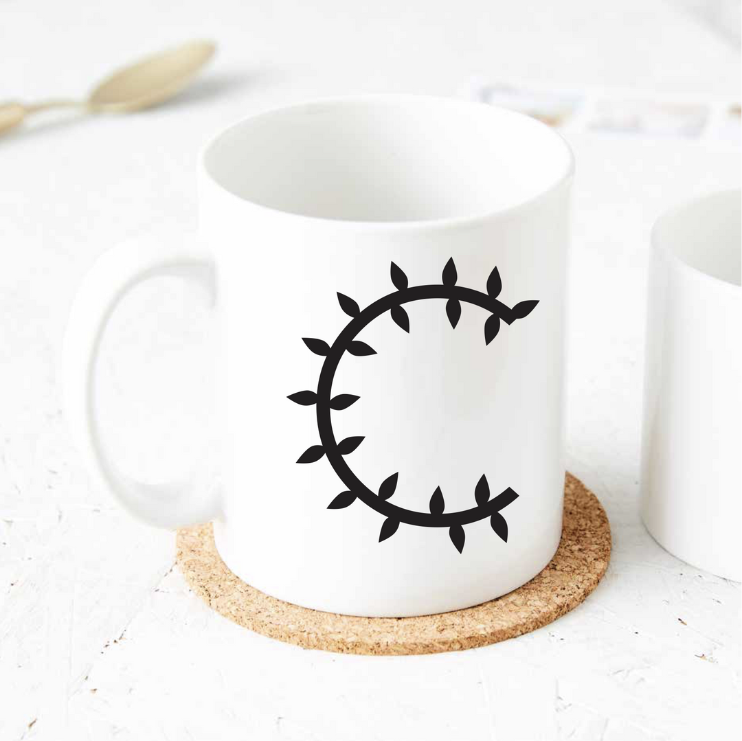 Personalised Botanical Initial Mug