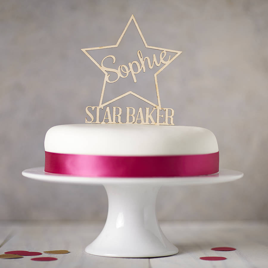 Personalised Wooden Star Baker Cake Topper