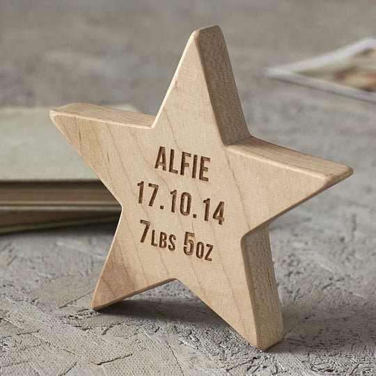 Personalised Baby Keepsake Wooden Star