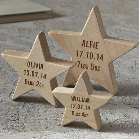 Personalised Baby Keepsake Wooden Star