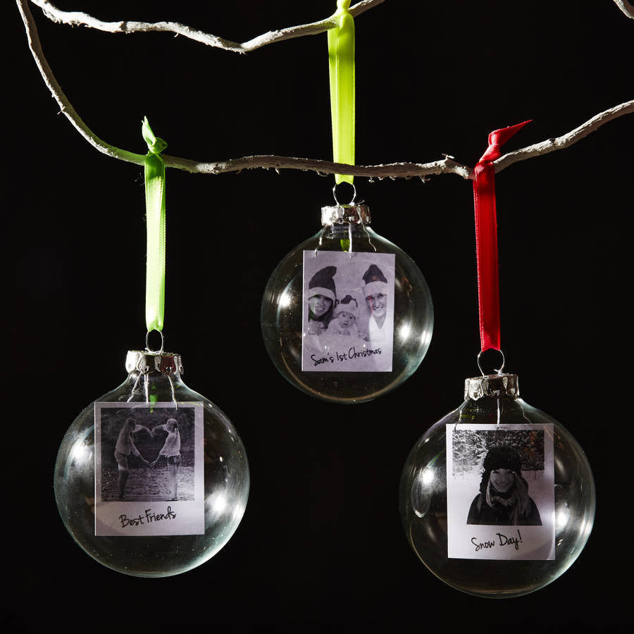 Neon Photo Glass Personalised Christmas Bauble