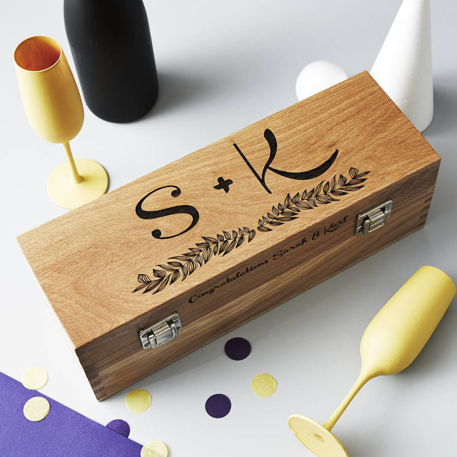 Personalised Initials Oak Bottle Box