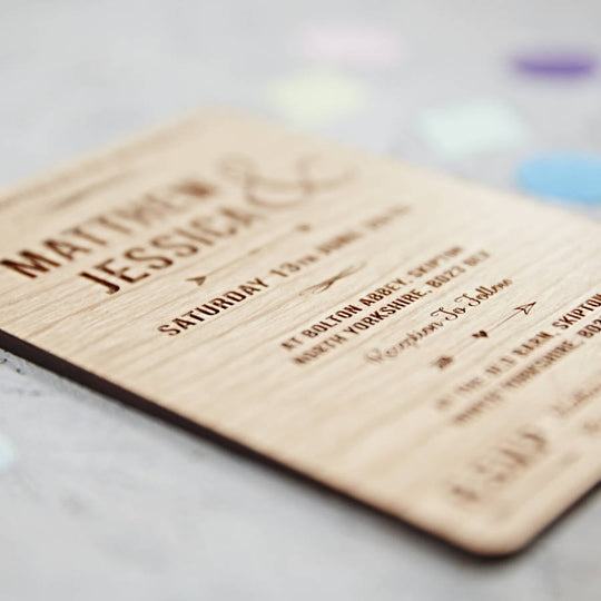 Arrow Wooden Wedding Invitation