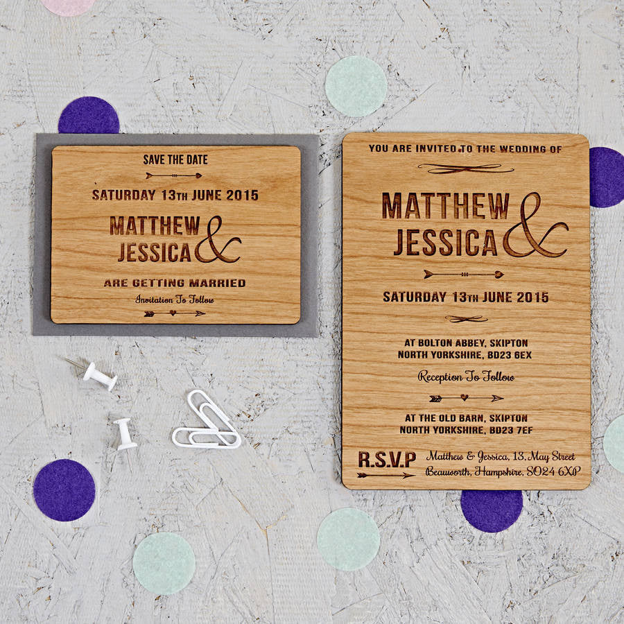 Arrow Wooden Wedding Invitation