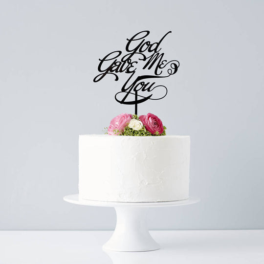 Elegant 'God Gave Me You' Wedding Cake Topper
