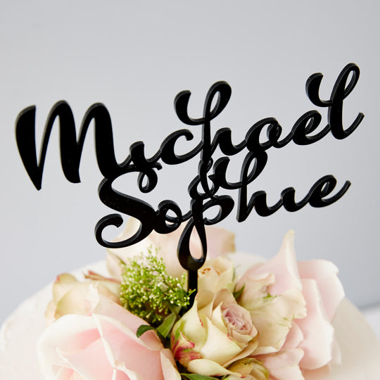 Personalised Calligraphy Couples Wedding Cake Topper