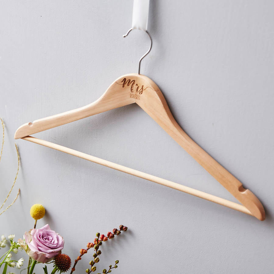 Wooden Personalised Wedding Hanger