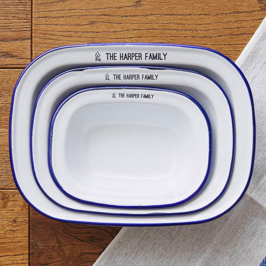 Personalised Family Enamel Pie Dish Set