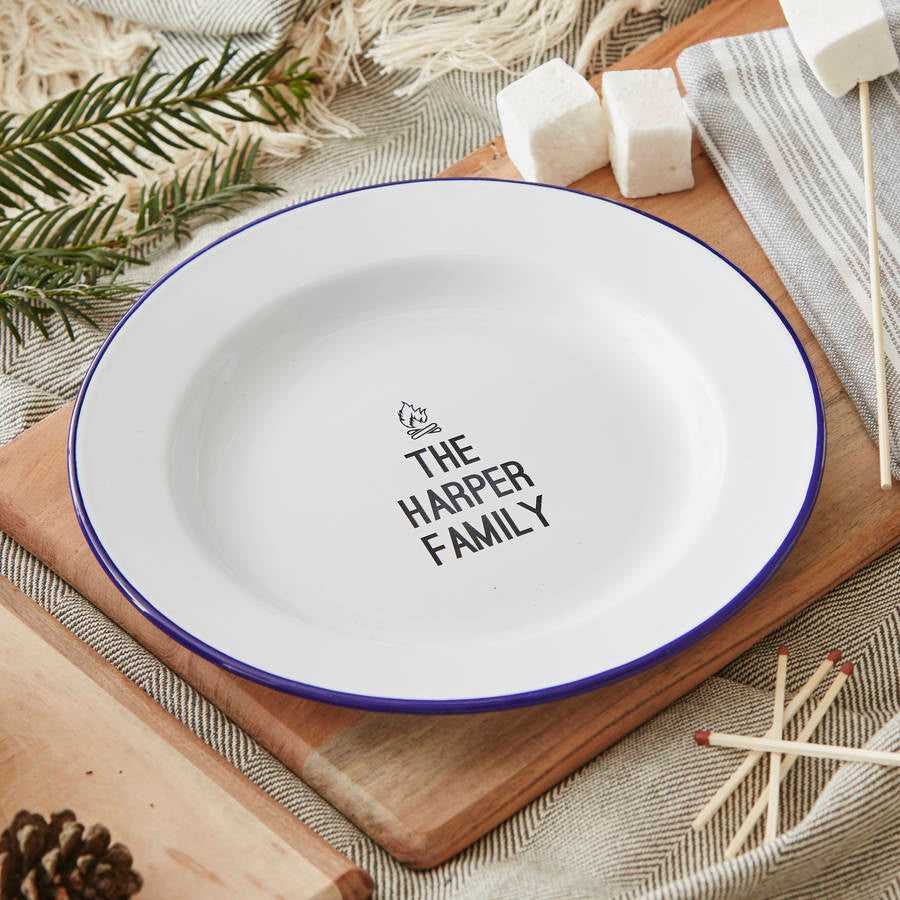Personalised Family Enamel Plate – Sophia Victoria Joy