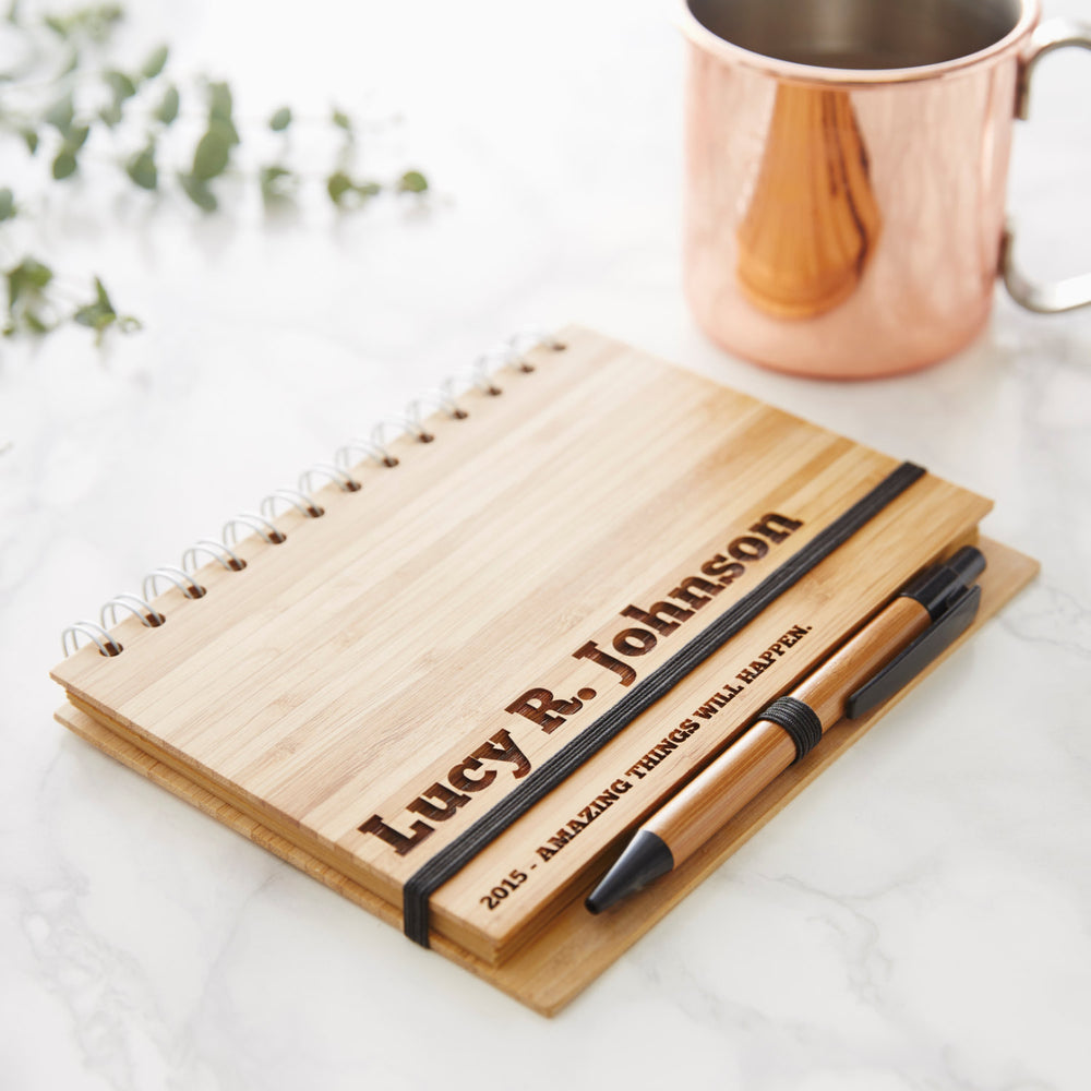 Personalised Wooden Notebook Set For Her