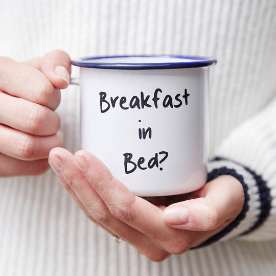 Enamel Personalised Breakfast In Bed Mug