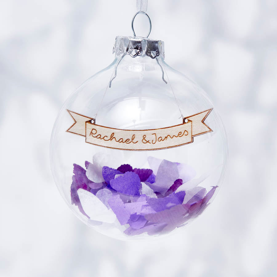 Personalised Couples Confetti Christmas Bauble