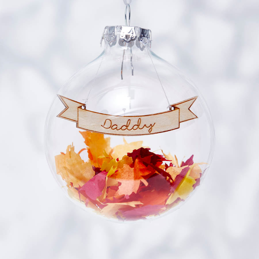 Personalised Falling Leaves Confetti Christmas Bauble