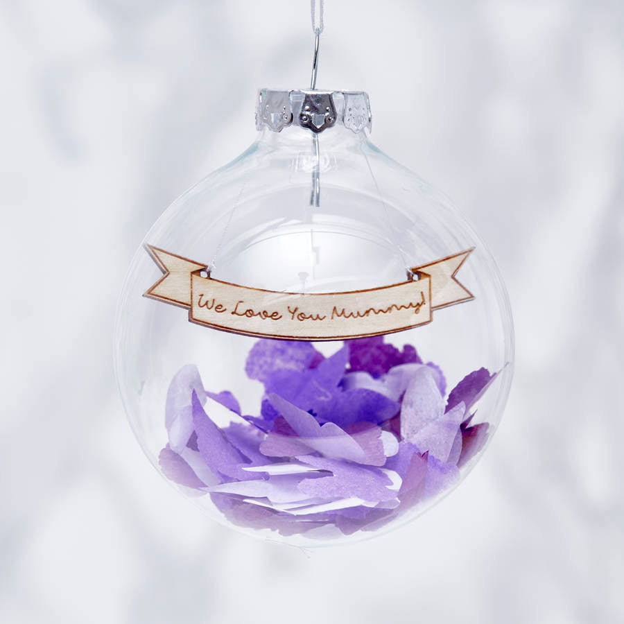 Personalised Confetti Christmas Bauble For Mummy
