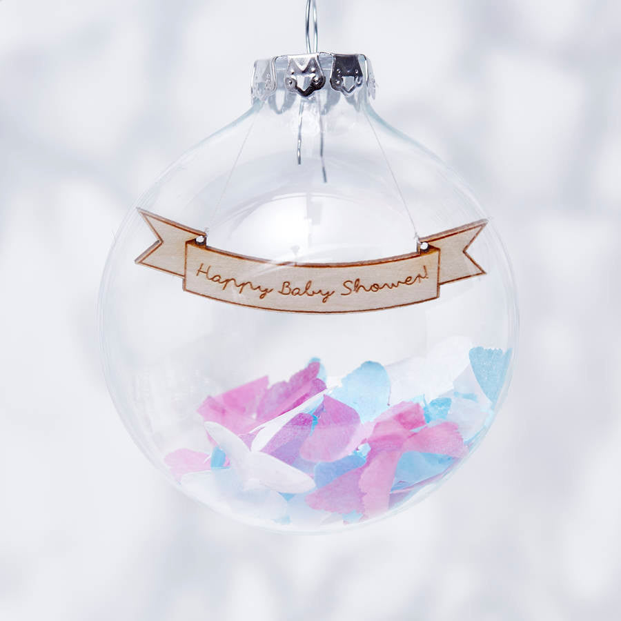 Personalised Baby Shower Confetti Bauble