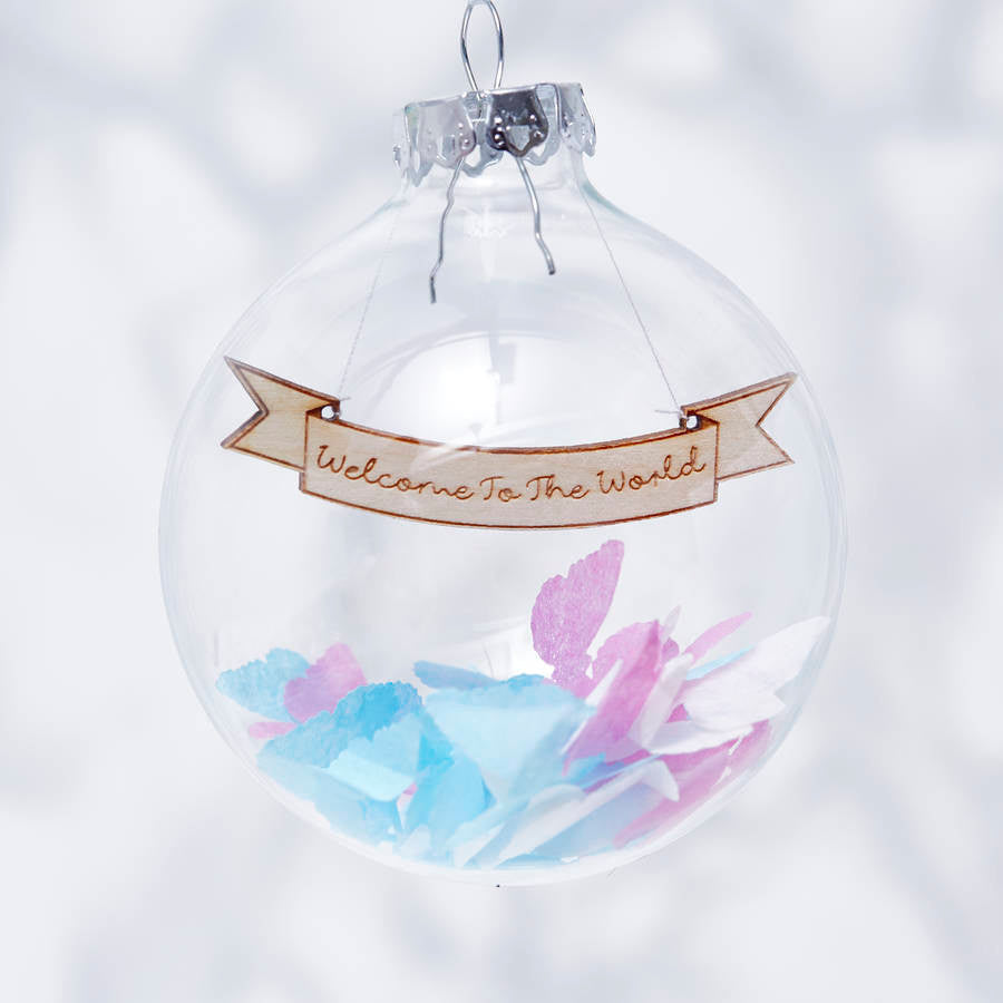 Personalised New Baby Confetti Bauble