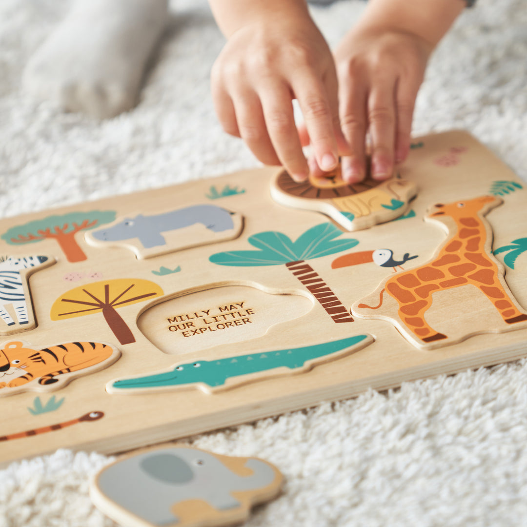 Personalised Wooden Safari Animals Puzzle