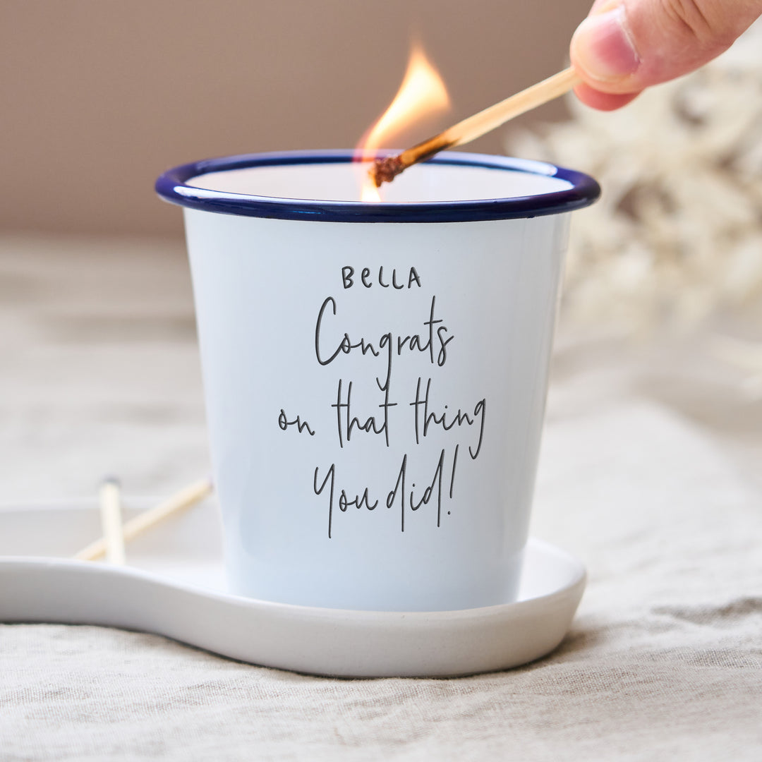 Personalised Enamel Congrats Candle - Spark More Joy