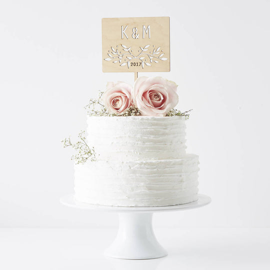 Botanical Personalised Initial Wedding Cake Topper
