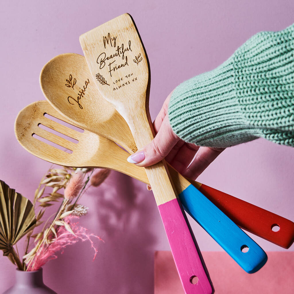 Coloured Personalised Wooden Spoon Set