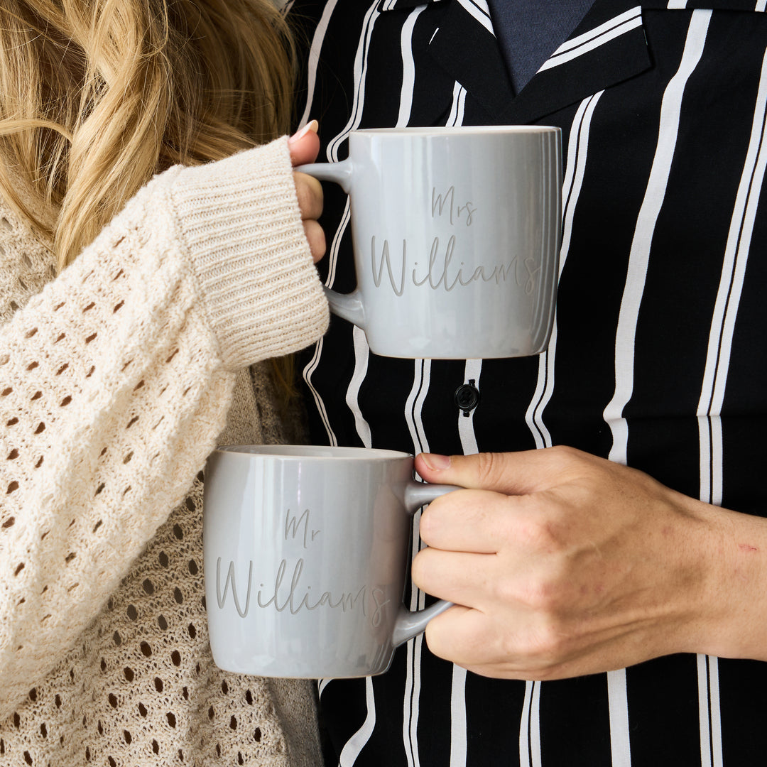 Personalised Stoneware Wedding Mug Set