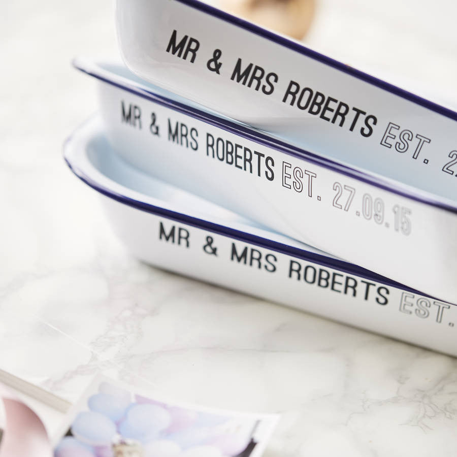 Enamel Personalised Wedding Baking Tray