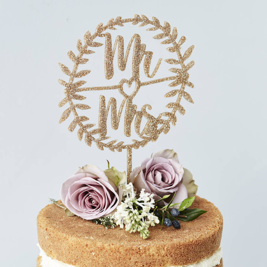 Laurel Mr And Mrs Wedding Cake Topper
