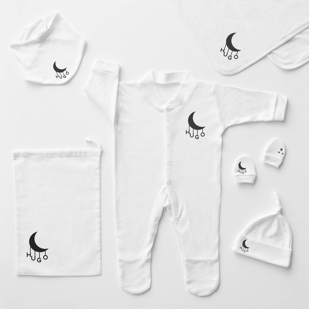 Little Moon Personalised Baby Sleepsuit