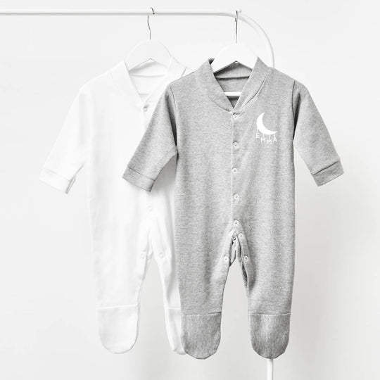 Little Moon Personalised Baby Sleepsuit