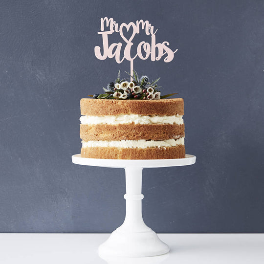 Mr And Mr Heart Surname Cake Topper
