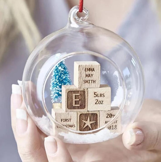 Personalised Baby Building Blocks Christmas Bauble