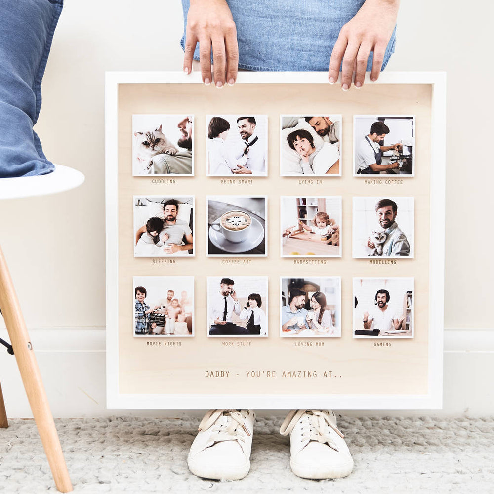 Personalised Amazing Dad Wooden Framed Photo Print