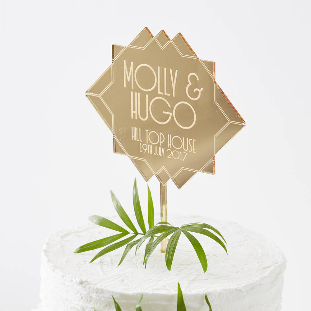 Personalised Art Deco Wedding Cake Topper