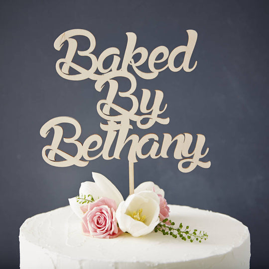 Personalised Baked By Wooden Cake Topper