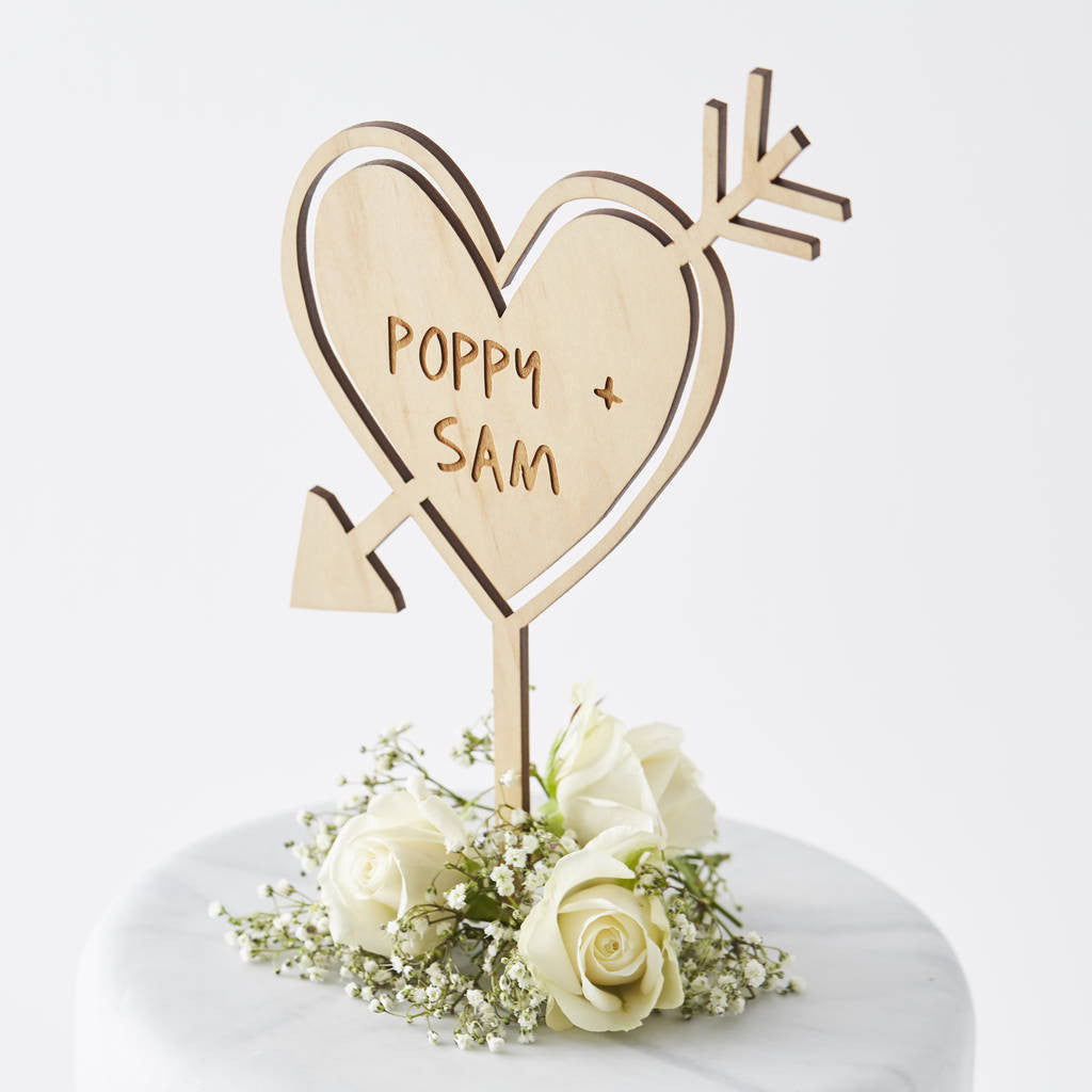 Personalised Carved Heart Cake Topper
