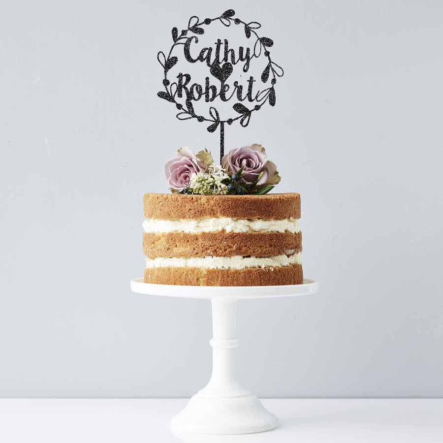 Personalised Couples Floral Wedding Cake Topper