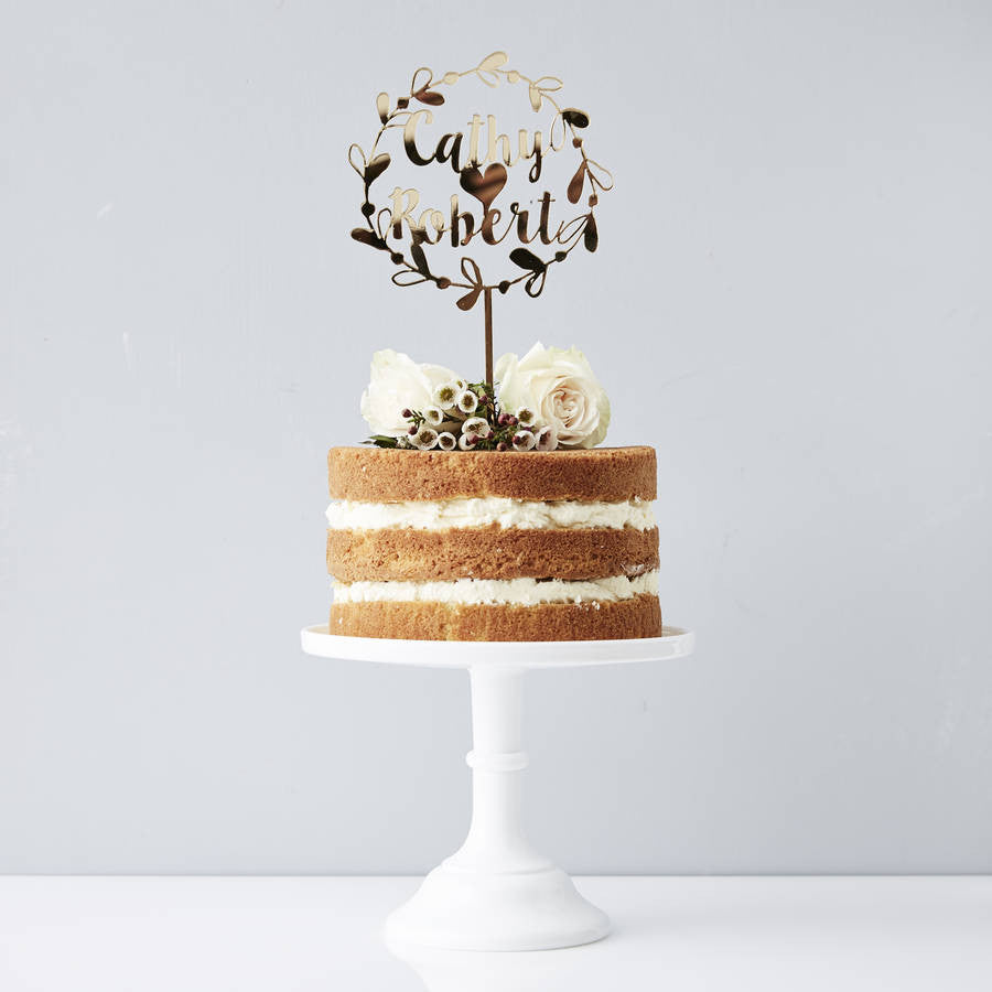 Personalised Couples Floral Wedding Cake Topper