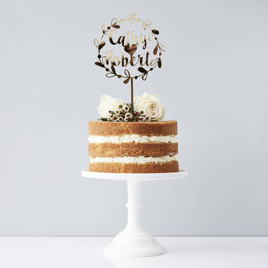 Personalised Couples Floral Wedding Cake Topper