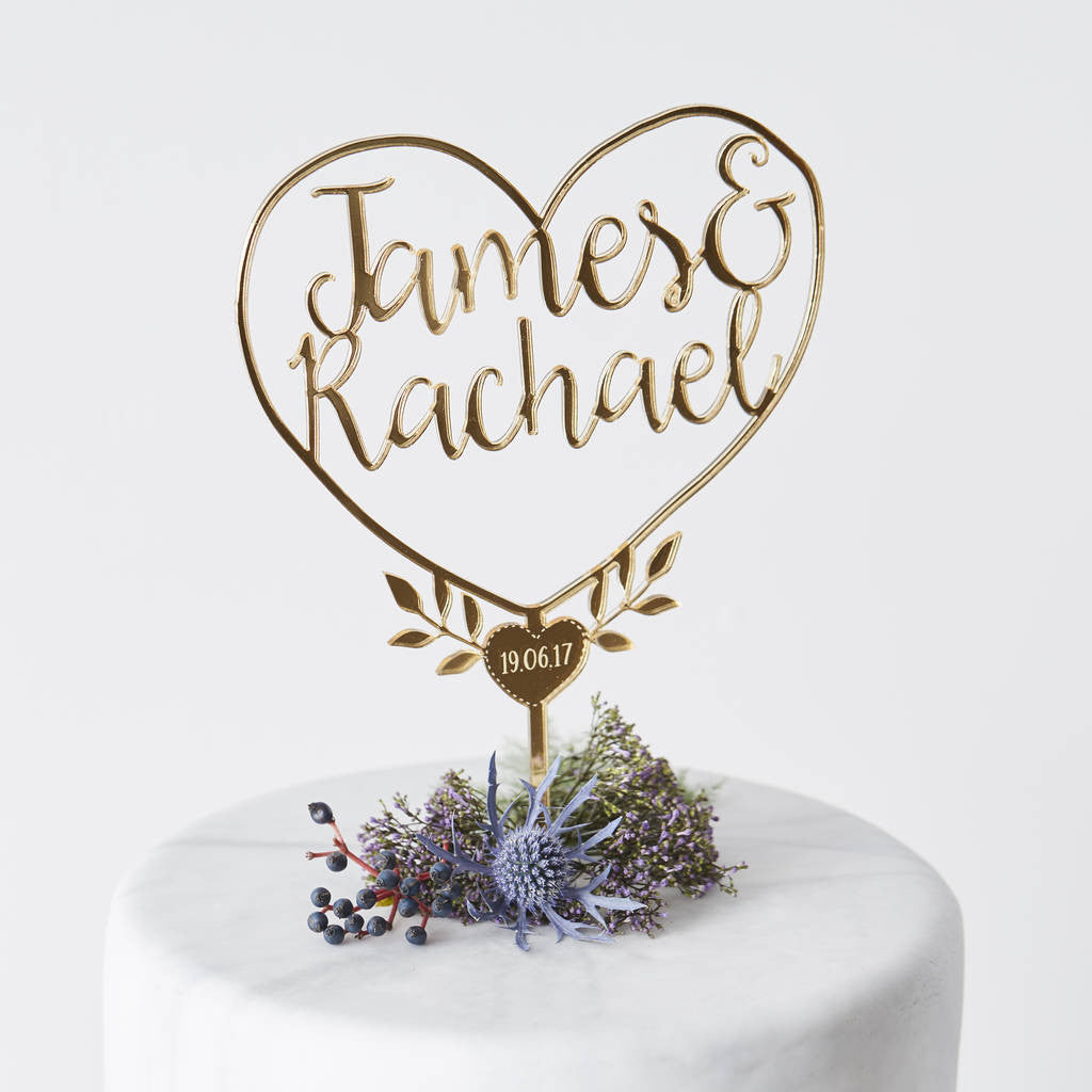 Personalised Couples Heart Cake Topper