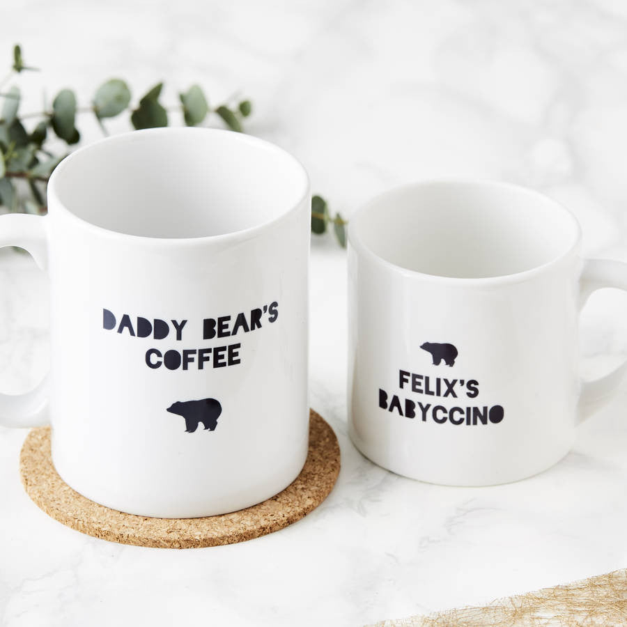 Personalised Daddy Bear And Baby Bear Mugs