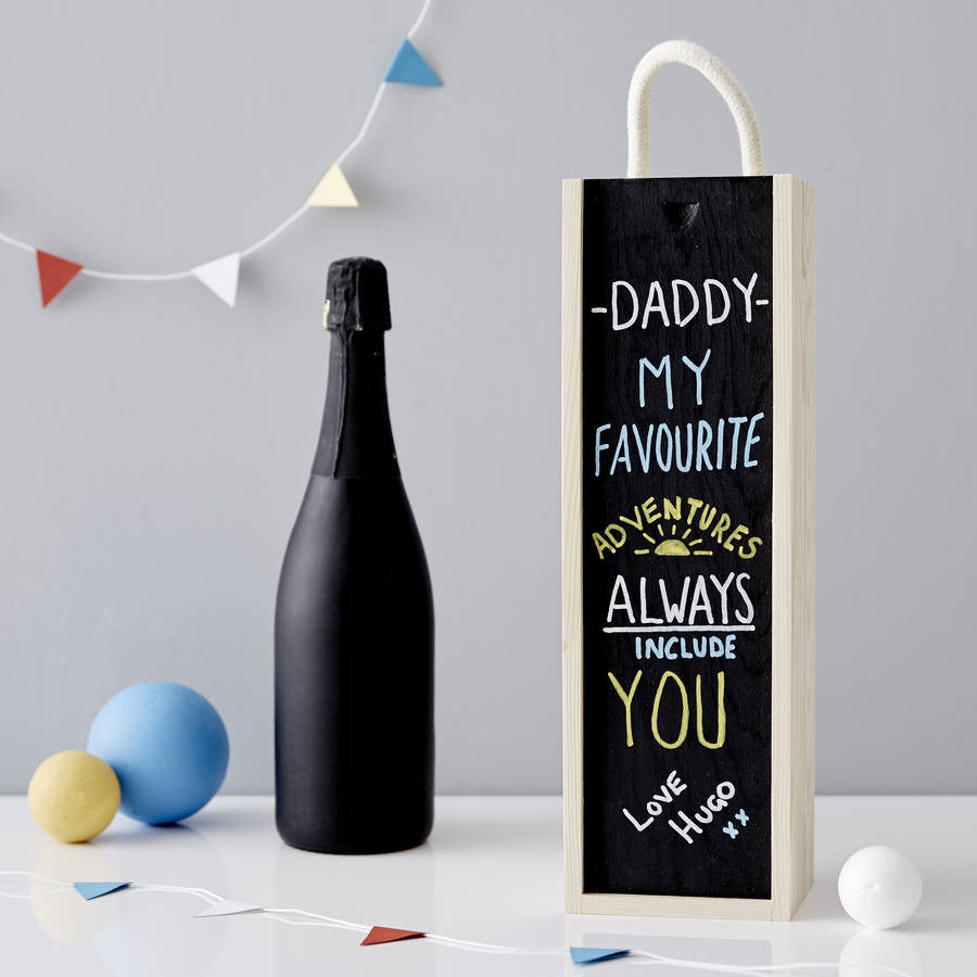 Personalised Blackboard Wooden Bottle Box For Him