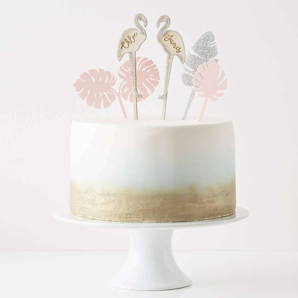 Personalised Flamingo Cake Topper Set