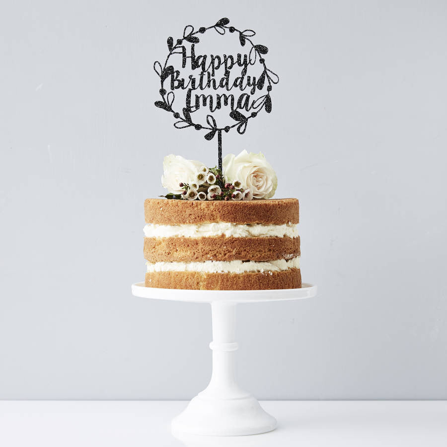 Personalised Floral Birthday Cake Topper