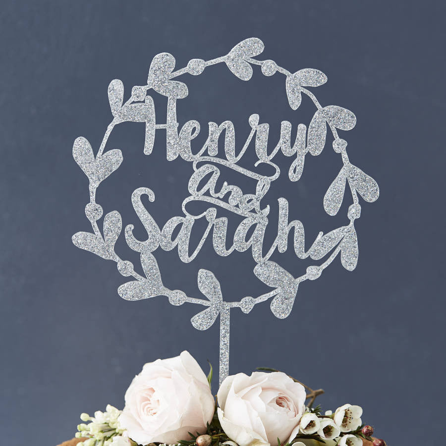 Personalised Floral Couples Wedding Cake Topper