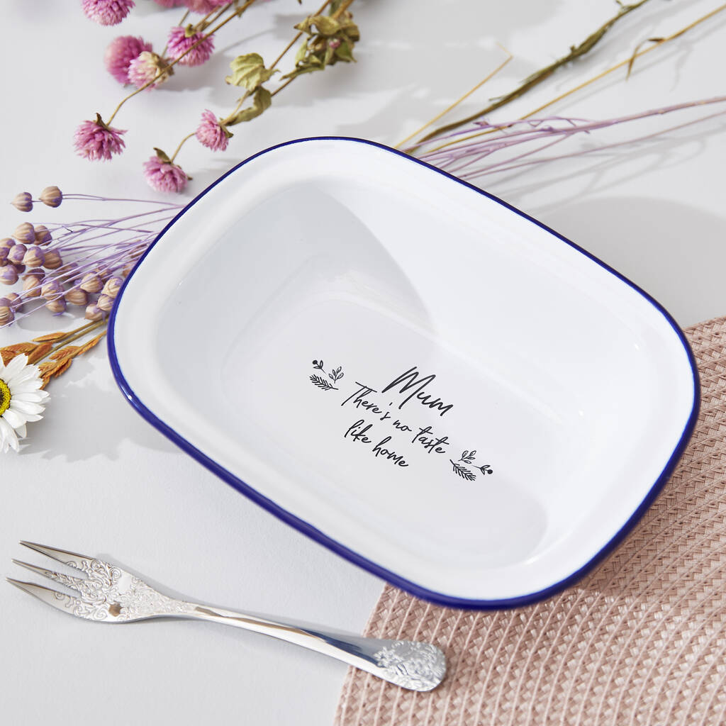 Personalised Floral Enamel Pie Dish