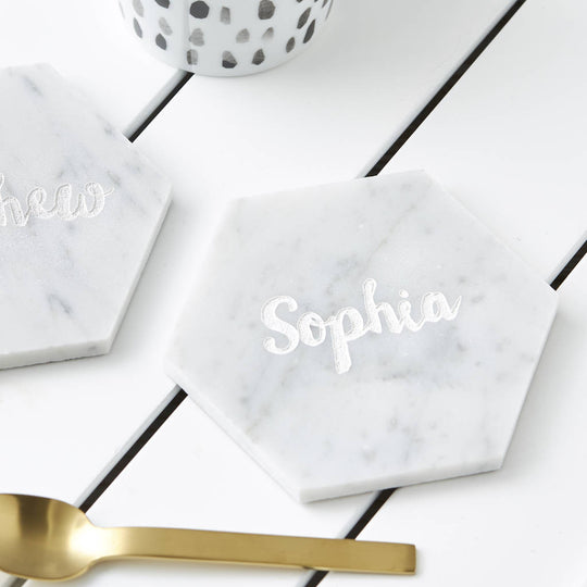 Personalised Hexagonal Marble Coaster