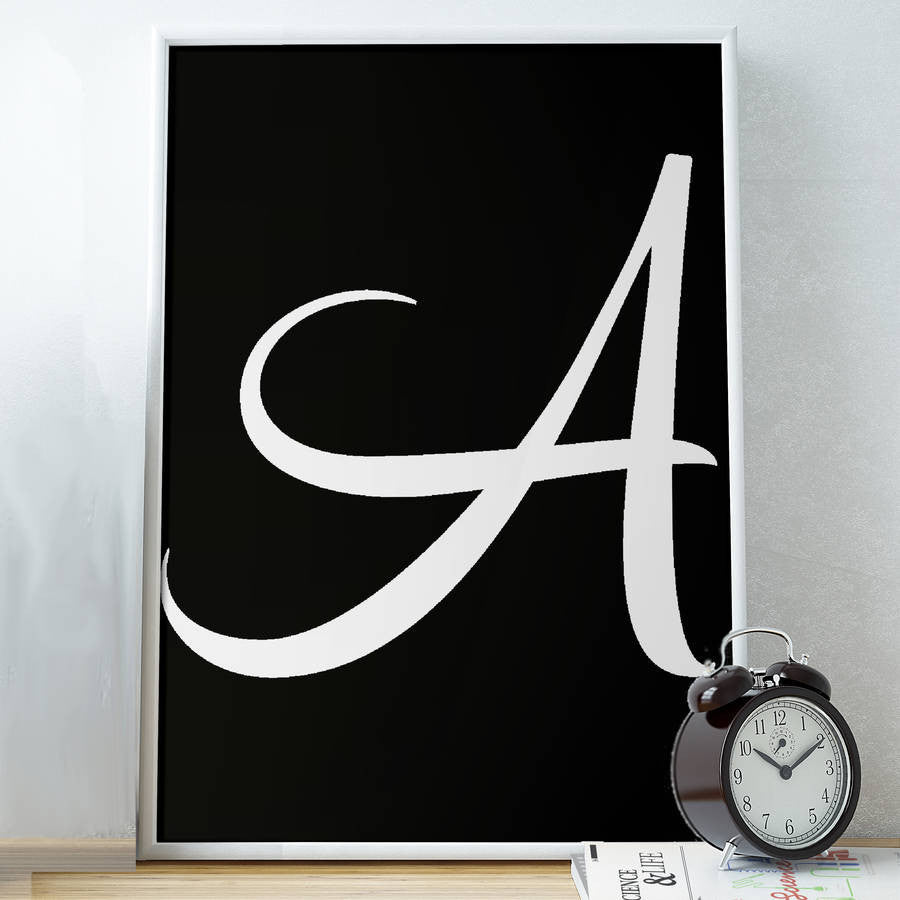 Personalised Inverse Brushed Initial Print