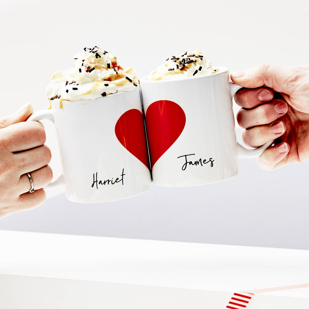 Personalised Love Heart Mug Set